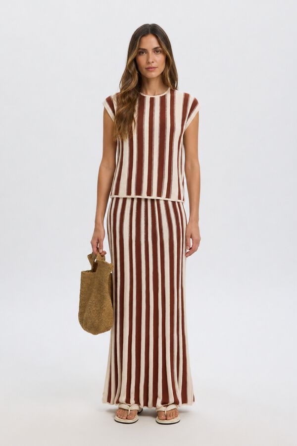 Selected Top punto rayas Estampado beige