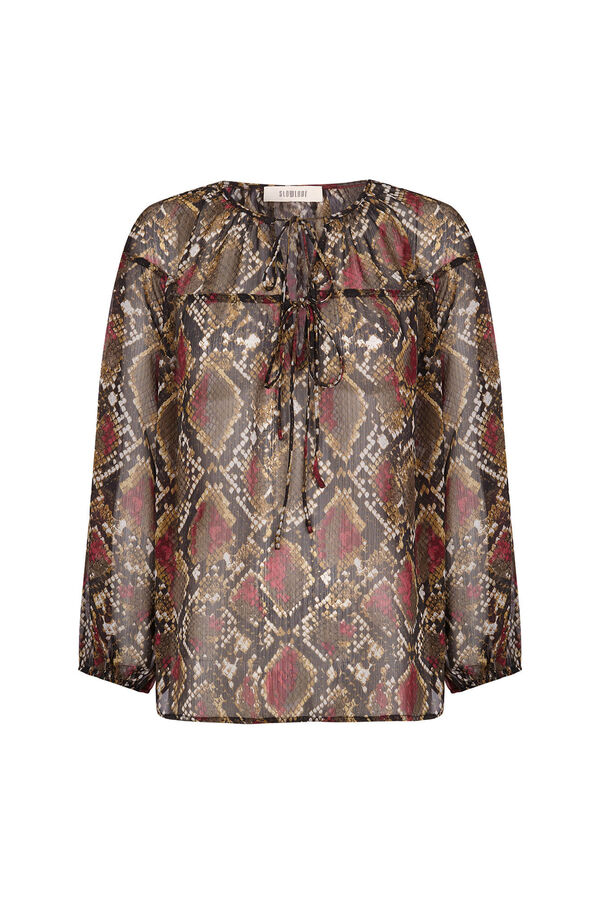 Slowlove Blusa canes&uacute; fruncido Estampado granate