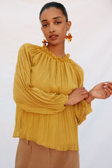 Cortefiel Blusa frunces fluida Amarillo