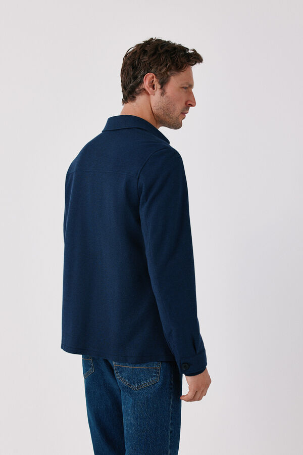 Cortefiel Sobrecamisa em malha navy Azul