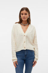 Vero Moda Cardig&atilde; feminino de malha com desenho tran&ccedil;ado Cinzento