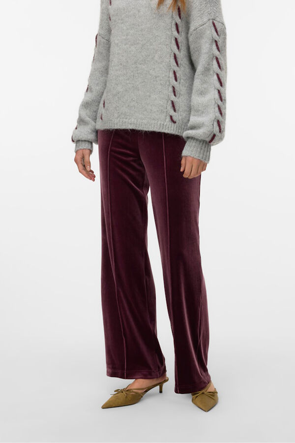 Vero Moda Pantal&oacute;n largo terciopelo Morado