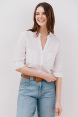 Cortefiel Camisa de linho Branco