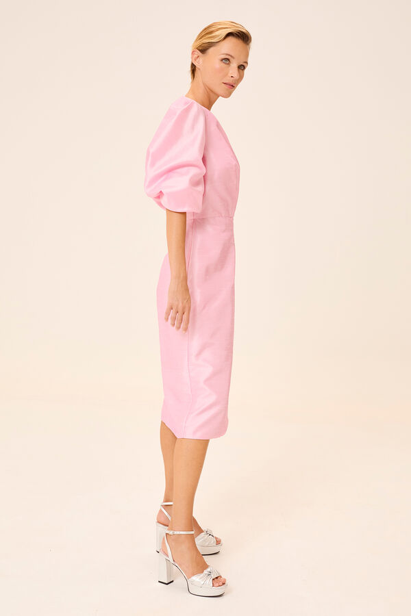 Dolores Promesas Vestido Manga Abullonada Paris Rosa