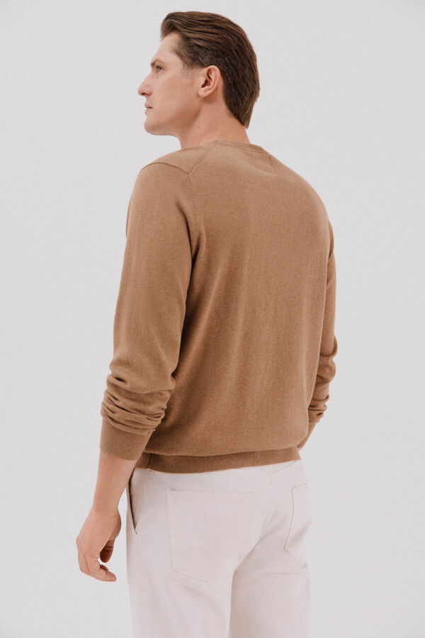 Cortefiel Jersey algod&oacute;n cashmere cuello caja Beige