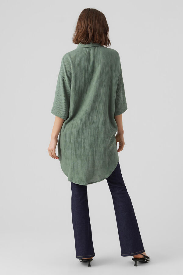 Vero Moda Vestido camiseiro com manga francesa Verde