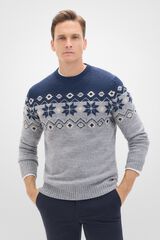 Cortefiel Su&eacute;ter de l&atilde; de natal com gola redonda Cinzento