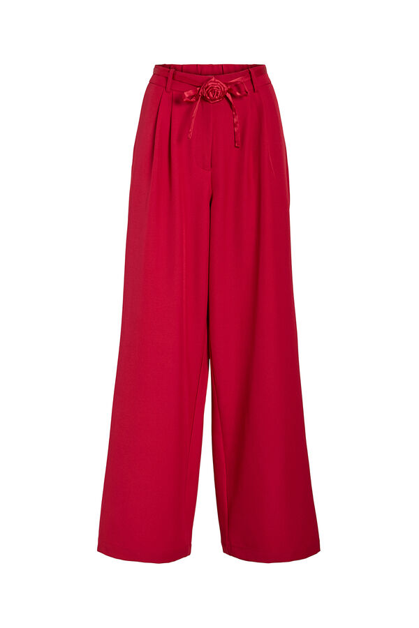 Vila Pantal&oacute;n ancho de vestir con cintur&oacute;n flor Rojo