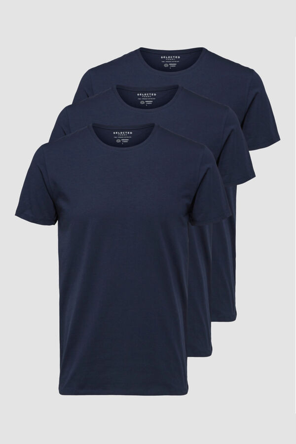 Cortefiel Pack de 3 camisetas lisas de manga corta Azul marino