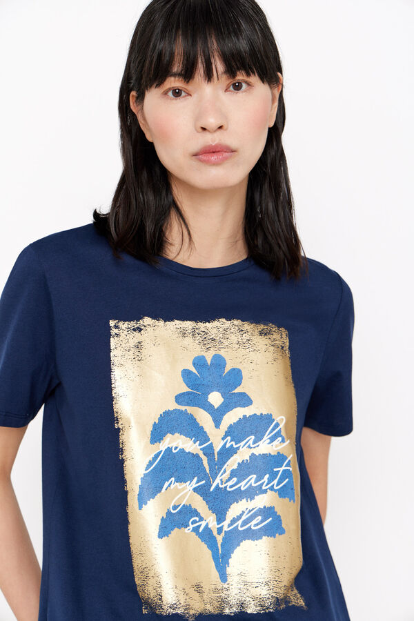 Cortefiel T-shirt estampado floral Azul