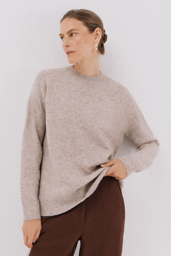 Cortefiel Jersey suave franjas Beige