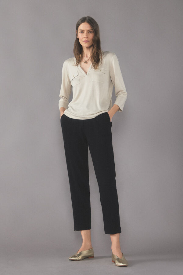 Cortefiel Pantal&oacute;n s&uacute;per flu&iacute;do Negro