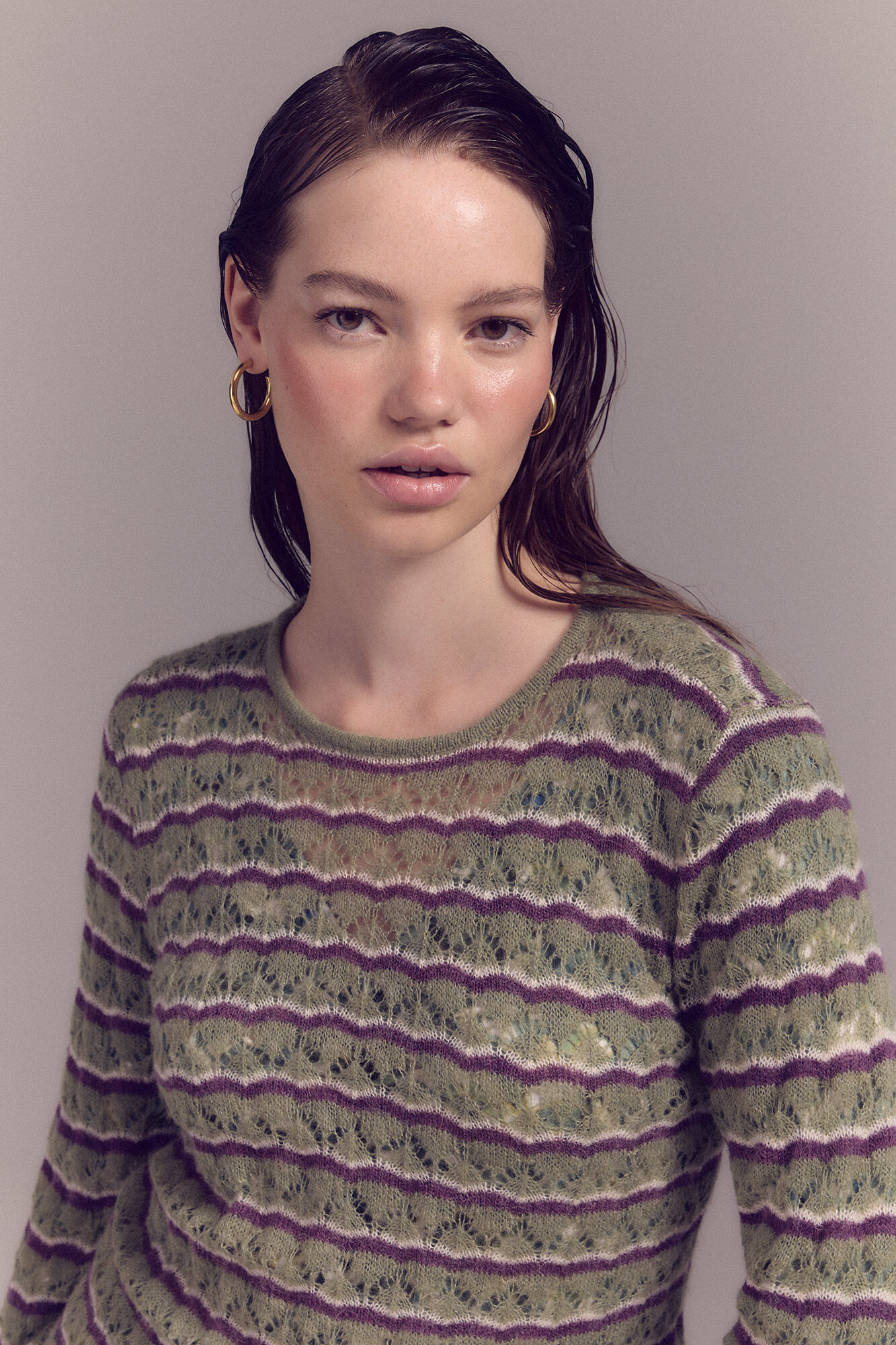 Slowlove Jersey calado rayas