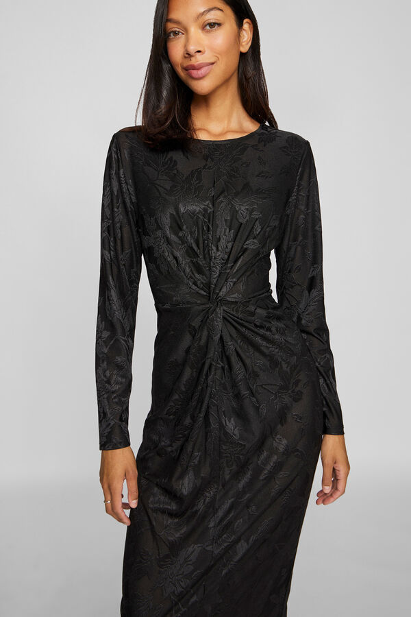 Vila Vestido midi jacquard Negro