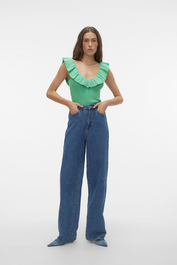 Vero Moda Top decote com folho  Verde