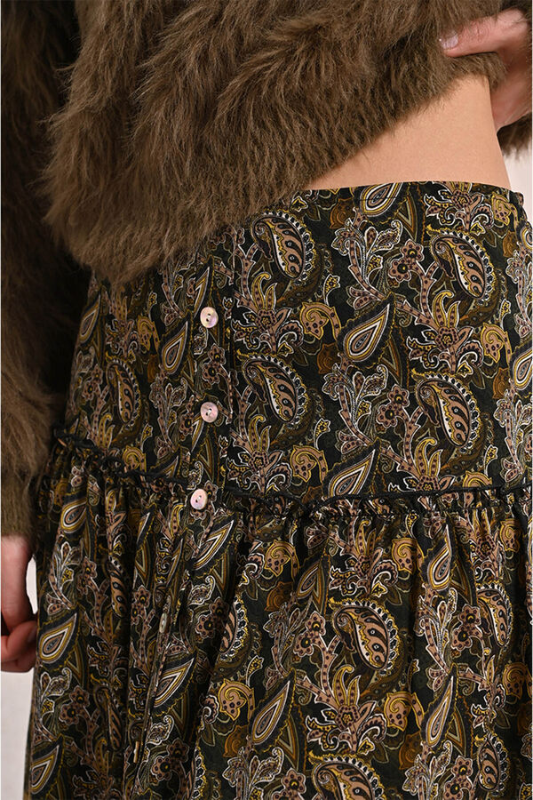 Molly Bracken Falda larga con estampado y volantes Multicolor