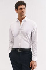 Cortefiel Camisa slim fit com abotoaduras e f&aacute;cil engomar Branco