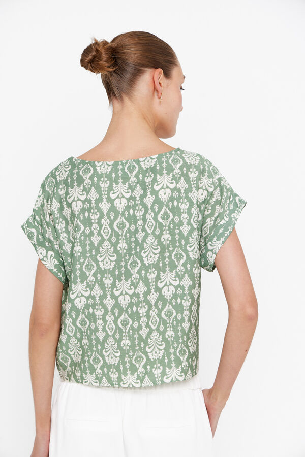 Cortefiel Blusa manga curta gola redonda Verde