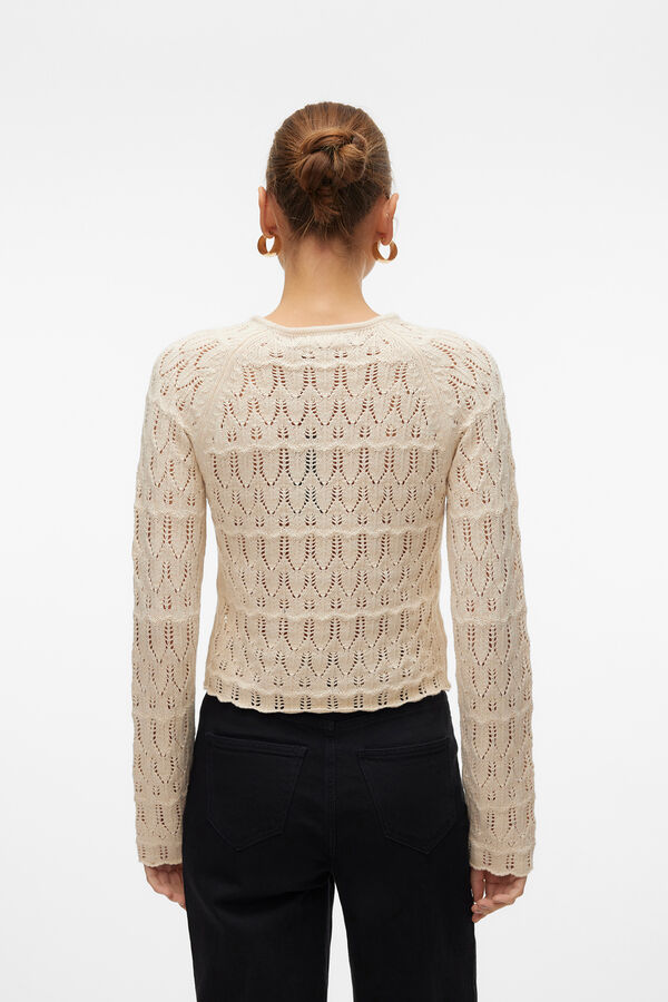 Vero Moda Camiseta de punto calado manga larga Tostado