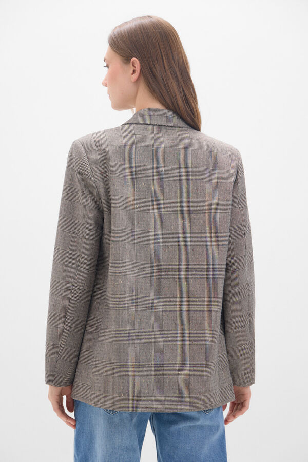 Cortefiel Blazer cuadros con brillo Estampado gris