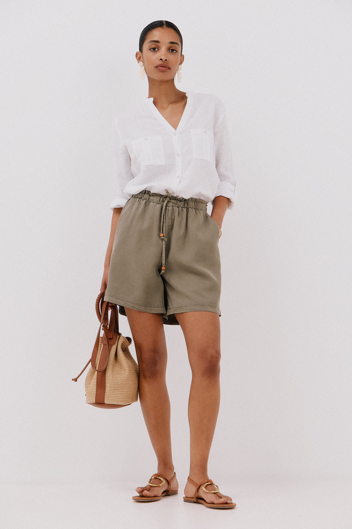 Cortefiel Bermudas flu&iacute;das tencel