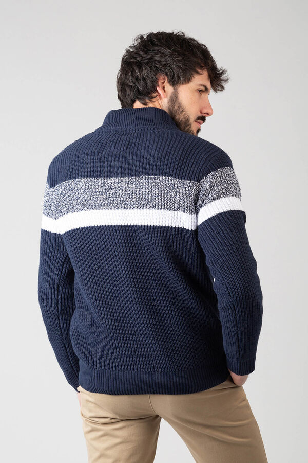 Privata Su&eacute;ter b&aacute;sico de malha com gola com fecho-&eacute;clair Azul