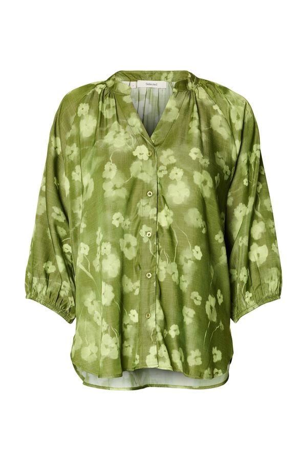 Selected Blusa manga 3/4 estampada Verde