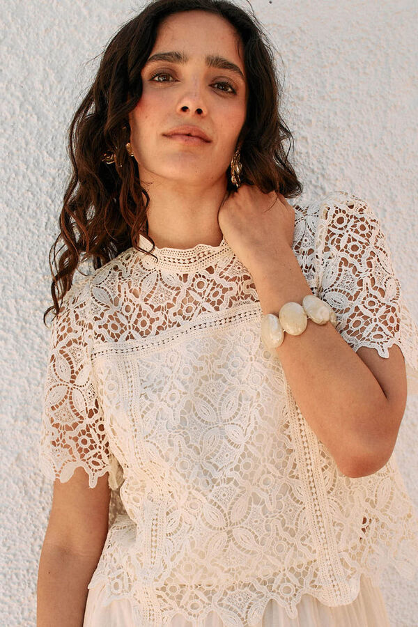 Polín Et Moi Top de renda Calatea Ecru