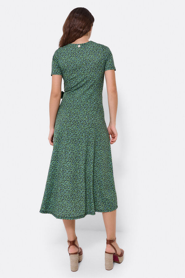 Cupl&eacute; Vestido de malha de manga curta com n&oacute; &agrave; frente Verde