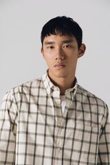 Cortefiel Camisa cuadros popel&iacute;n Marfil