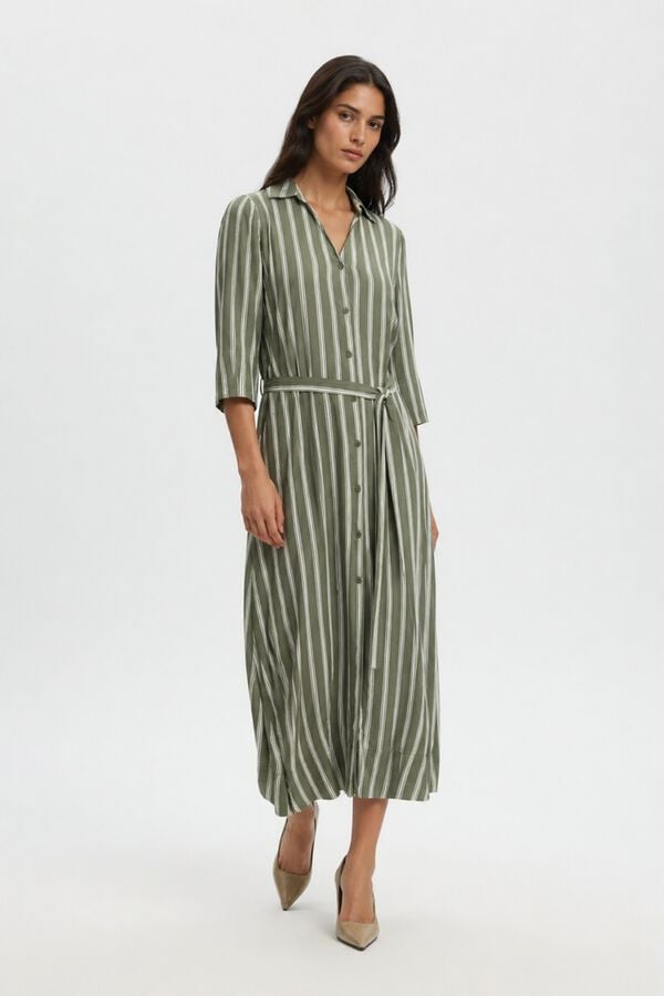 Selected Vestido largo estampado Verde