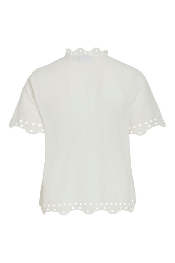 Vila Blusa em algod&atilde;o org&acirc;nico com renda inglesa Branco