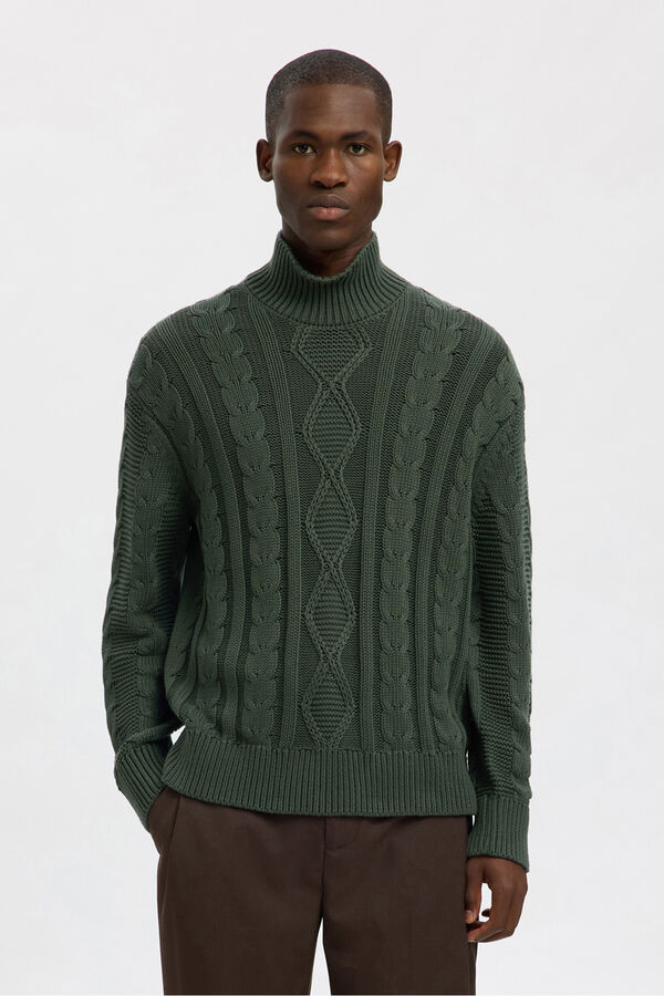 Selected Jersey estructura 100% algod&oacute;n org&aacute;nico Verde oscuro