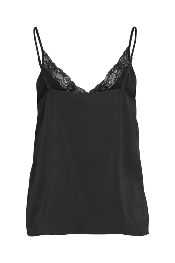 Vila Blusa de al&ccedil;as ajust&aacute;veis fluida Preto