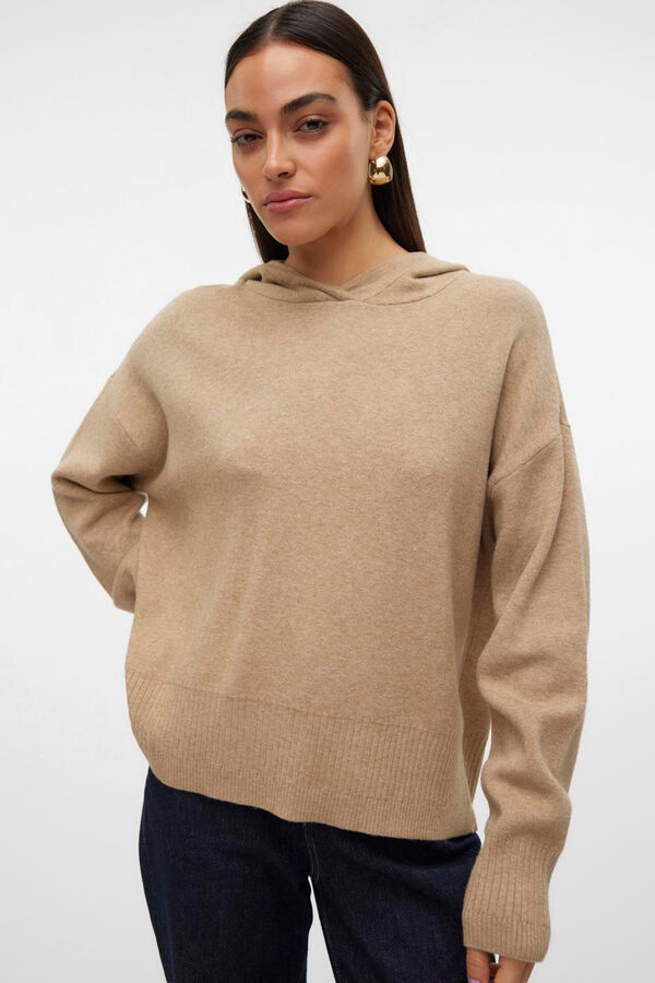 Vero Moda Jersey de punto con detalle de capucha Marr&oacute;n