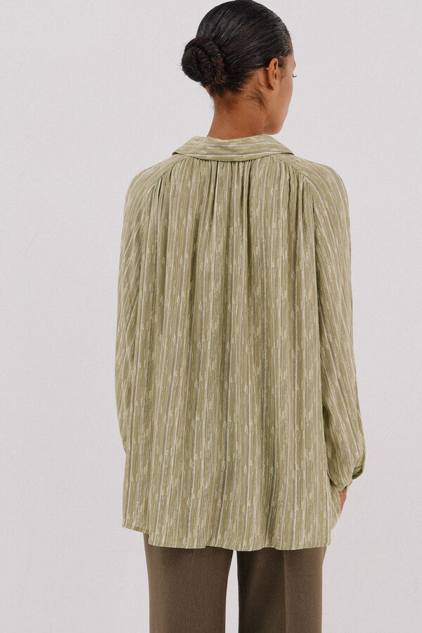 Cortefiel Blusa fluida estampada lurex Estampado verde