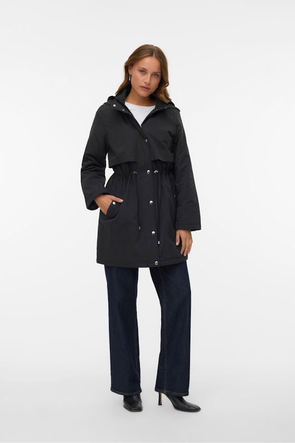 Vero Moda Parka con botones plateados Negro
