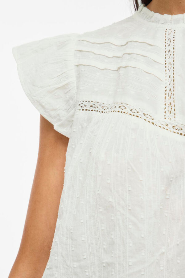 Vila Blusa de manga curta em algod&atilde;o org&acirc;nico Branco