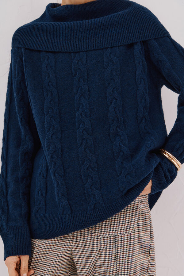 Cortefiel Jersey cuello amplio Azul marino