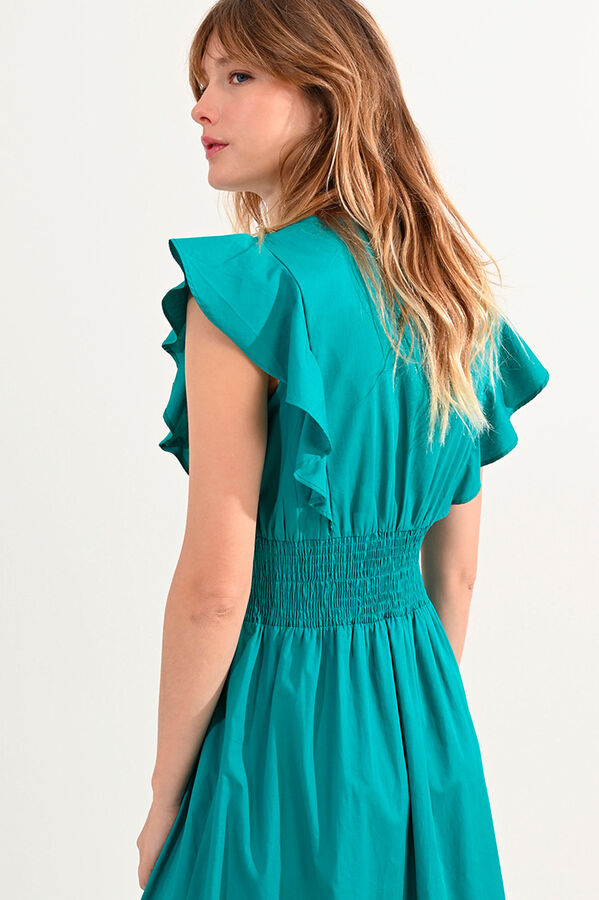 Molly Bracken Vestido de manga corta de mariposa con volantes Verde