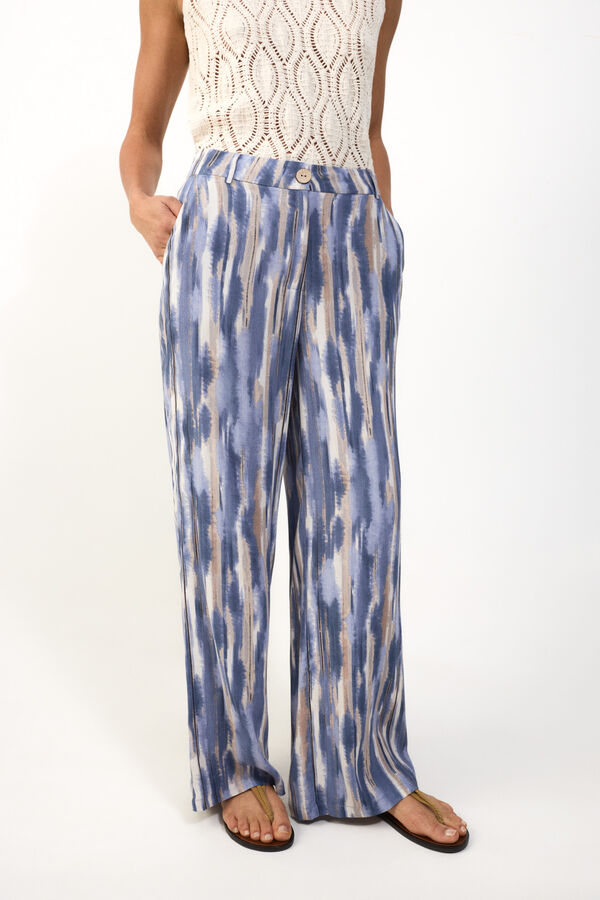 Slowlove Pantal&oacute;n estampado Estampado azul
