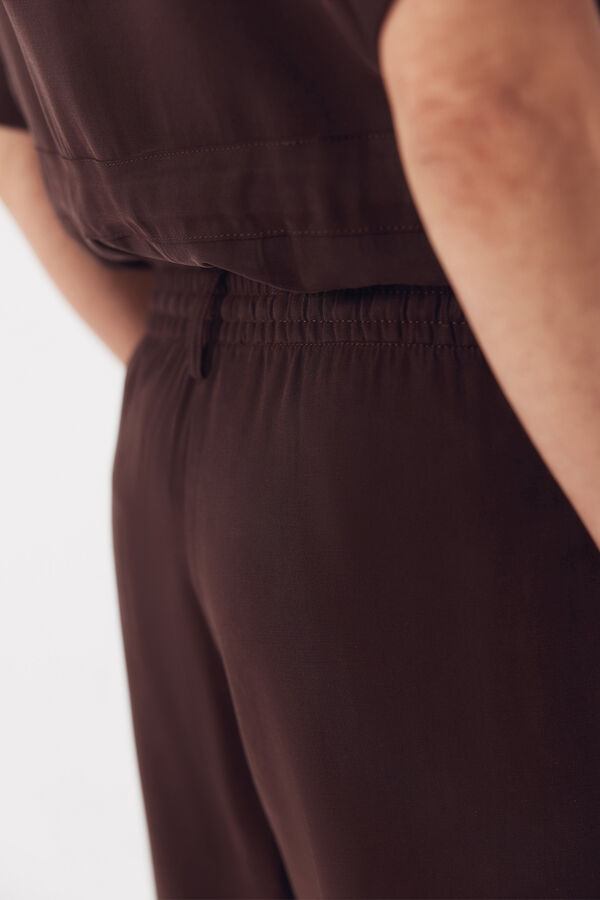 Cortefiel Pantal&oacute;n tencel cintur&oacute;n Marr&oacute;n oscuro