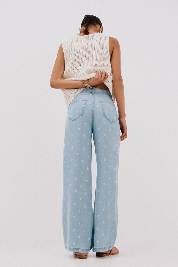 Cortefiel Pantalones pinzas tencel Azul