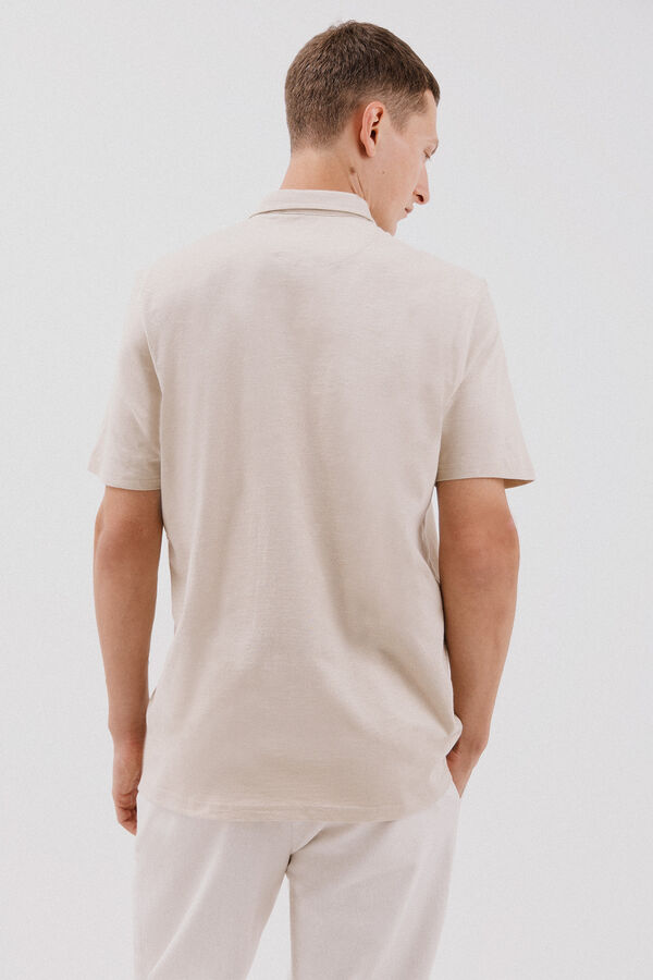 Cortefiel Polo liso slub Beige
