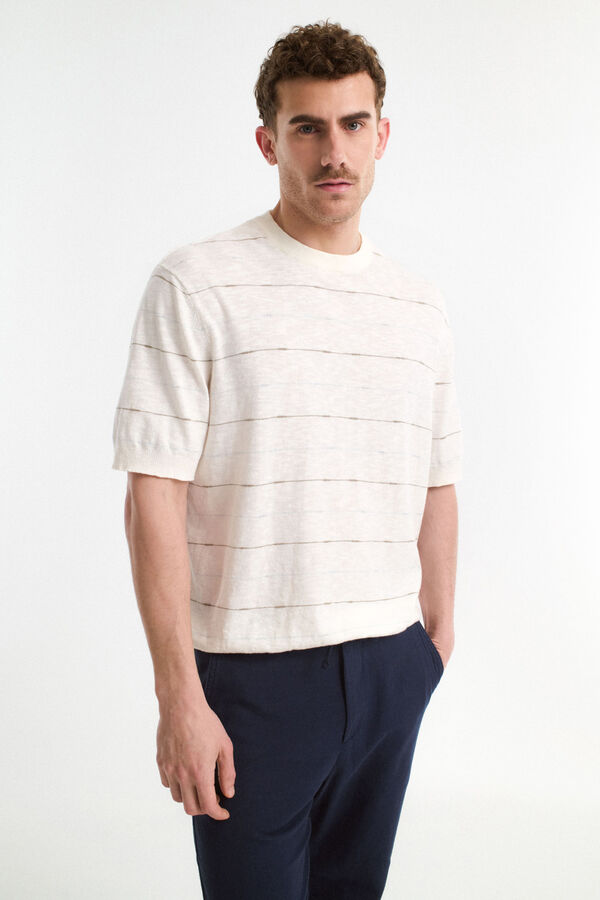 Selected Camiseta de manga curta de linho Branco