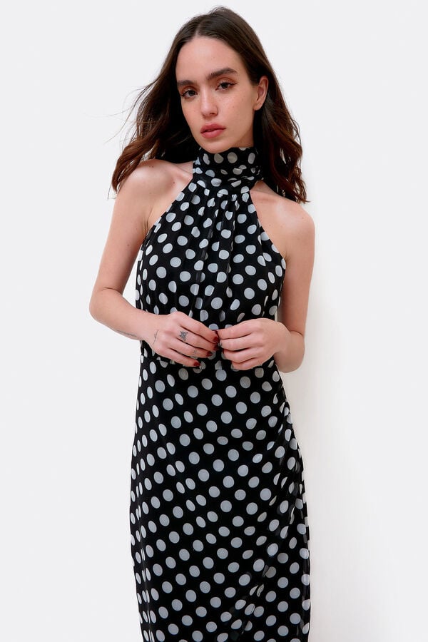 Cupl&eacute; Vestido em gaze com decote halter Preto