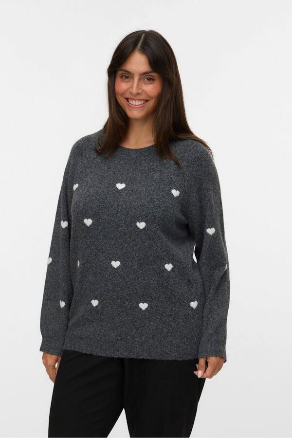 Vero Moda Curve Jersey de cuello redondo talla grande Gris oscuro