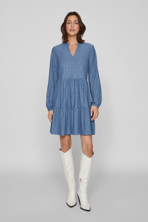 Vila Vestido troquelado Azul