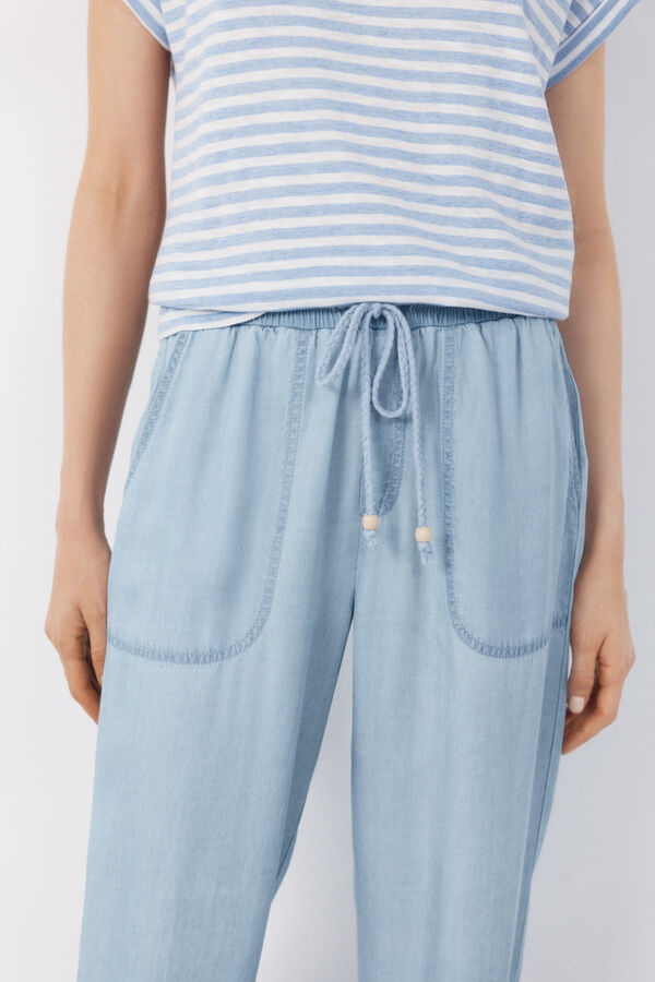 Cortefiel Pantalones Fluidos Tencel Azul oscuro