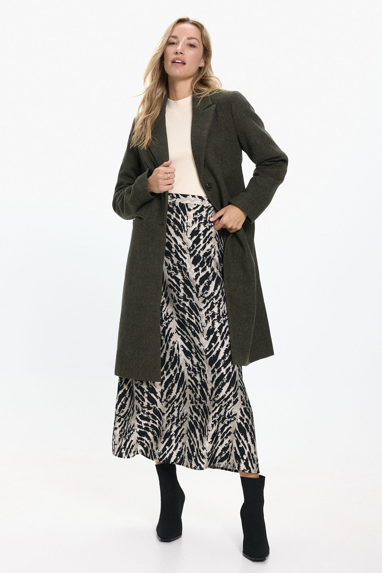 Vero Moda Abrigo largo de pa&ntilde;o y espiga